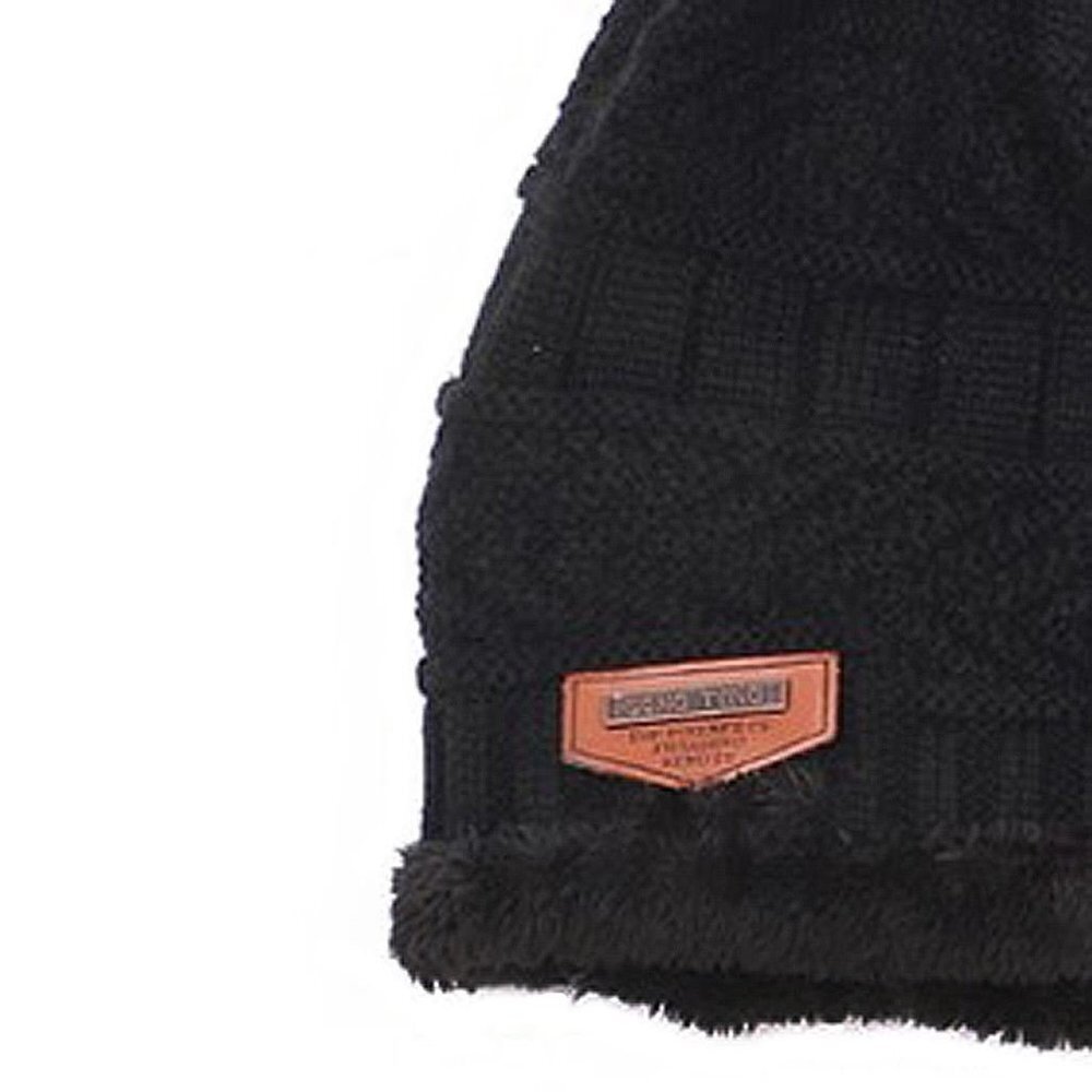 Diona J Women Black Golf Fur Trim Ponytail Beanie Ski Hat Cap  Beanie tail